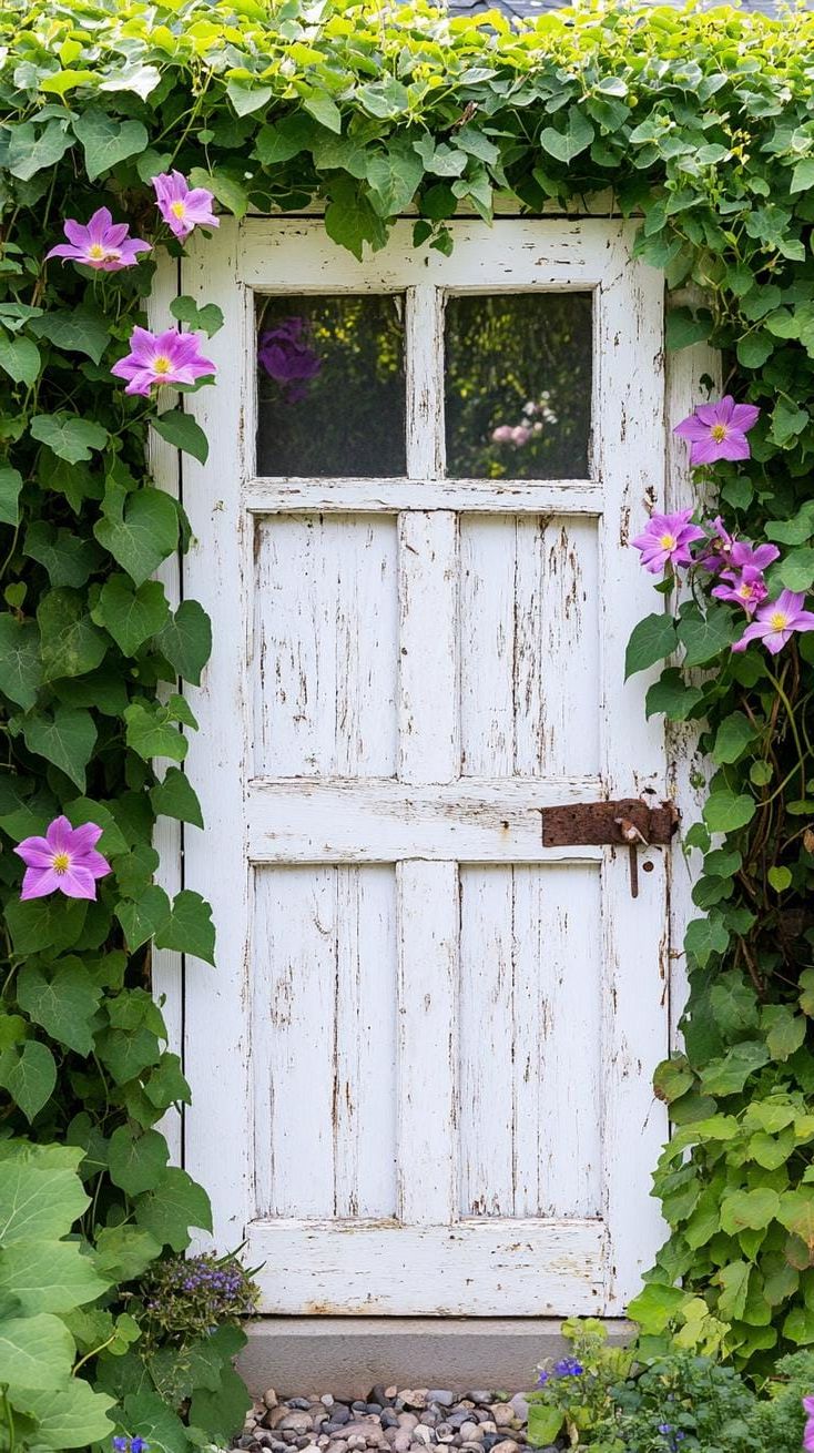 29 Charming Vintage Garden Decor Ideas: Embrace Rustic Beauty Outdoors 13 5. Repurposed window frames with climbing vines-2