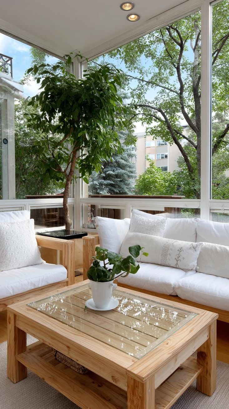22. Glass enclosed porch with minimalist Scandinavian decor-0