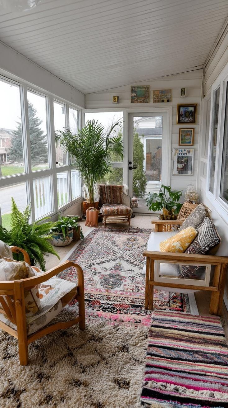 24. Porch with layered rugs and eclectic vintage gallery-2