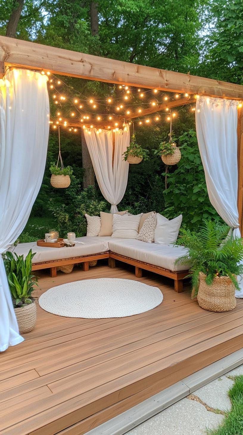 11. Compact deck with white curtains and fairy lights-1