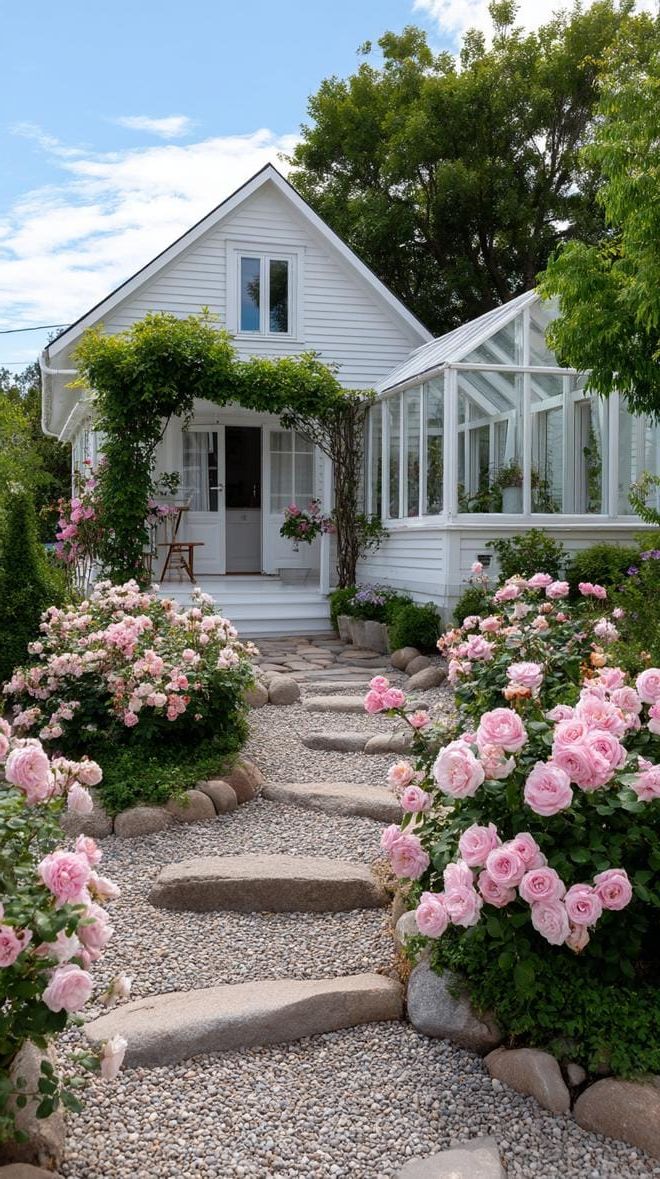 13. Dreamy greenhouse framed by vintage roses-1