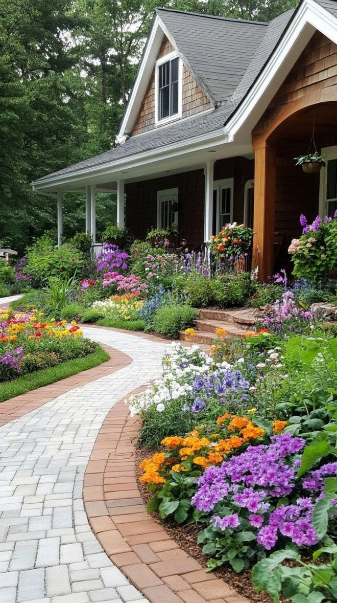 11. Front yard brick path framed by wild gardens-1