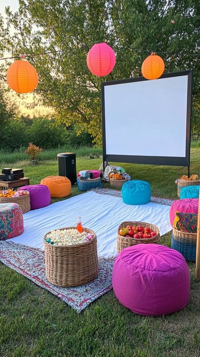 13. Outdoor movie night patio with floor cushions-1