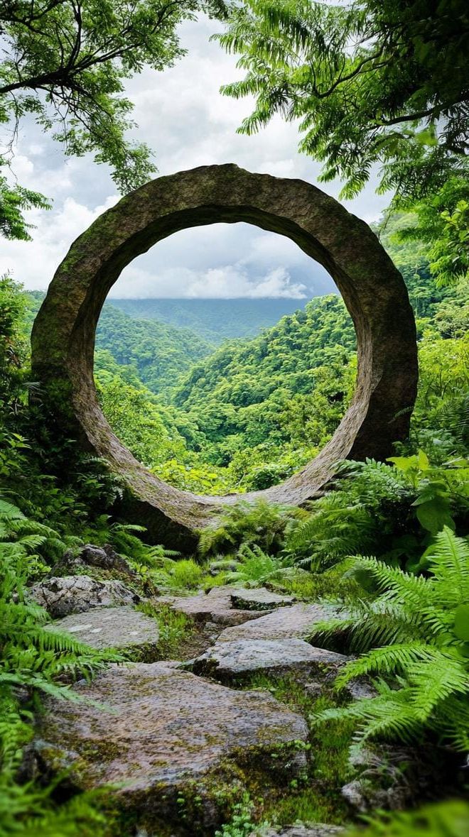 14. Giant circular stone arch among jungle ferns-0