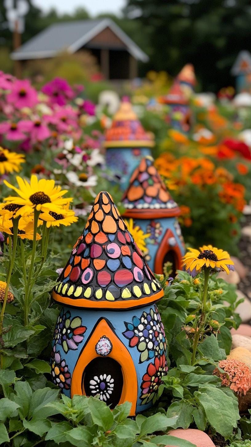 37 Magical Garden Ideas for a Whimsical Backyard 38 15. Gnome village nestled in flower border-2