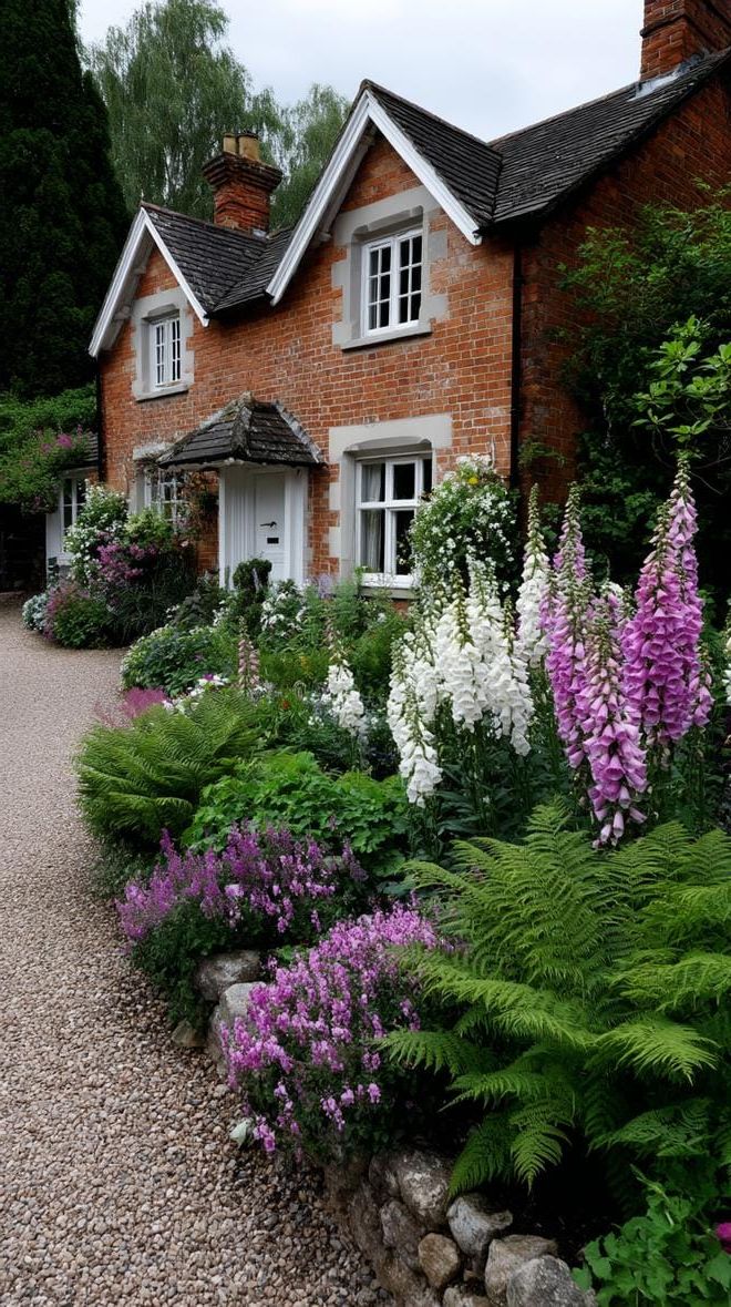 9. Mixed herbaceous borders beside red brick cottages-0