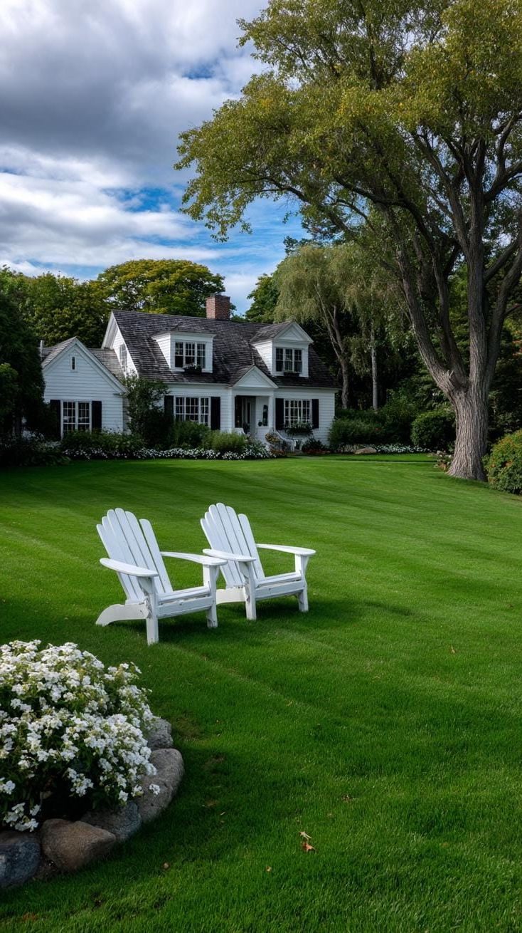 22. Fresh country lawn with white Adirondack chairs-0