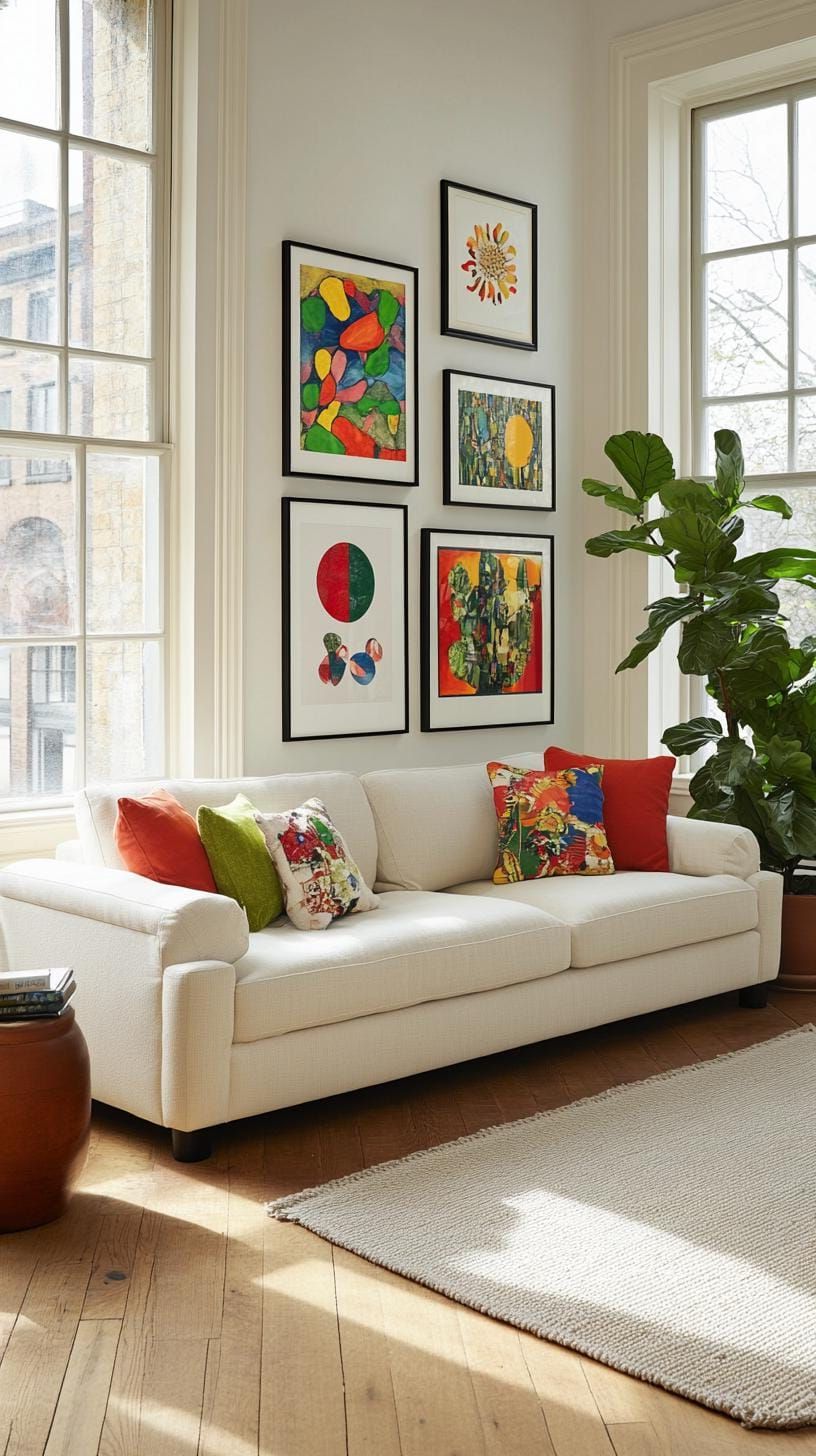 37 Gallery Wall Decor Ideas to Transform Any Room 105 35. Modern poster wall style using posters in sleek black metal frames-2