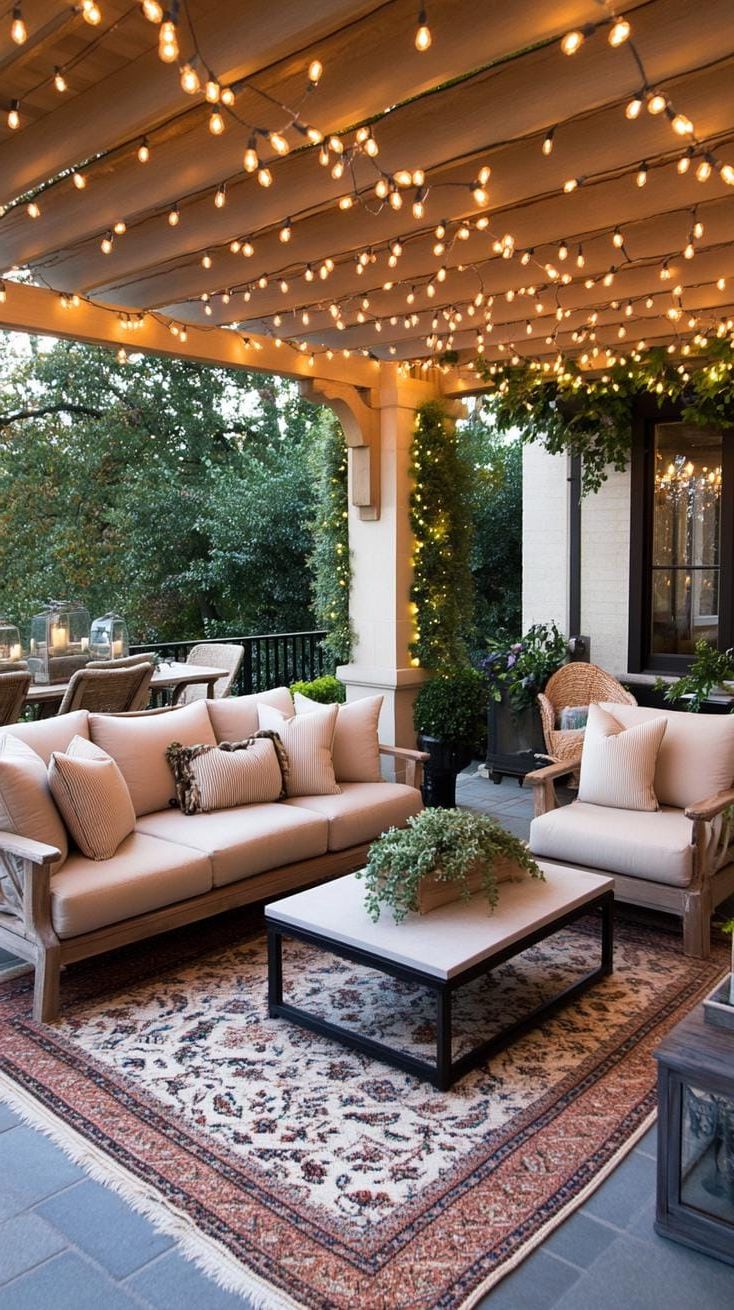 8. Enclosed pergola patio with twinkling ceiling lights-0