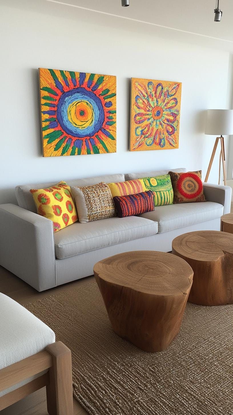 37 Gallery Wall Decor Ideas to Transform Any Room 13 4. Over the sofa spread featuring horizontally aligned artwork above the couch-2