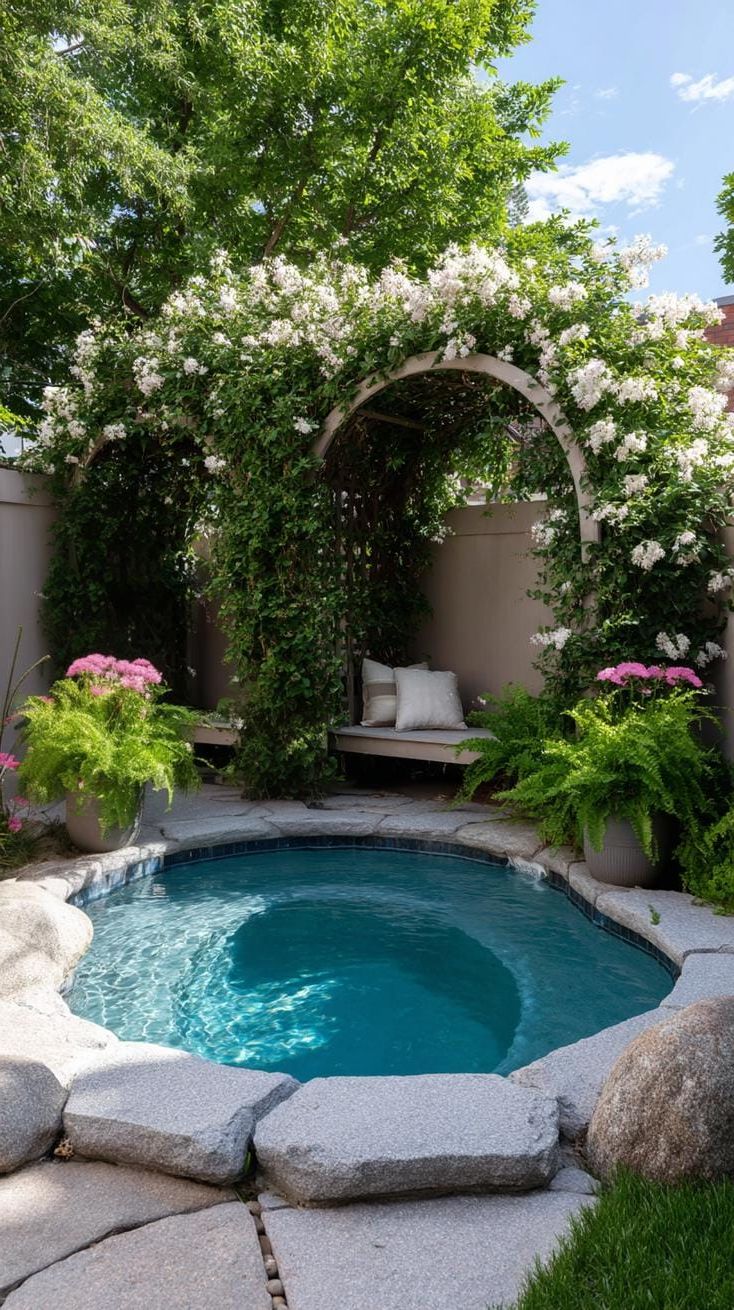 Escape to Paradise: Discover 31 Stunning Hot Tub Ideas for Your Backyard Oasis 22 7. Backyard garden with a hidden hot tub nook-2