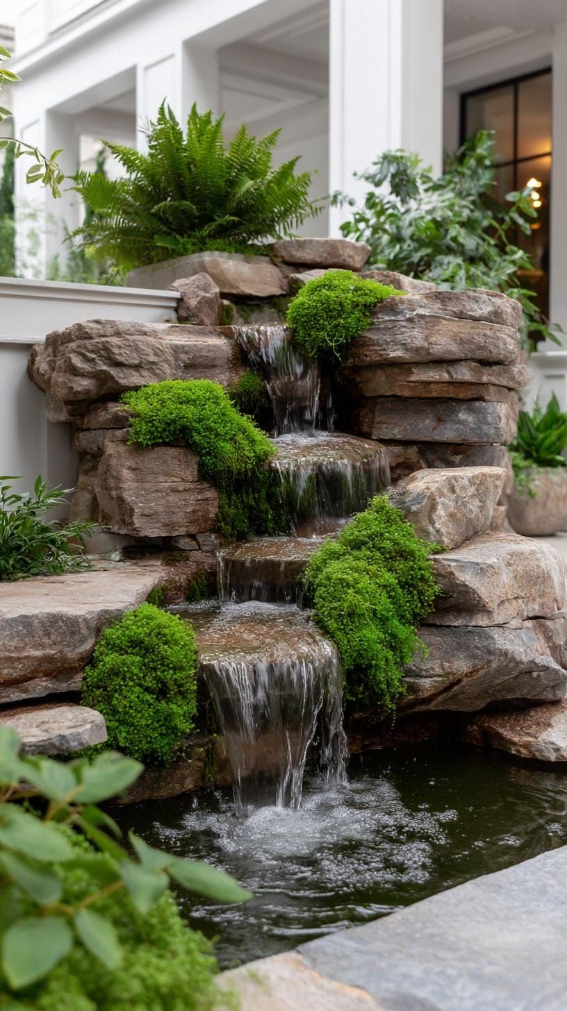 6. Rock waterfall illusion with creeping greenery-0
