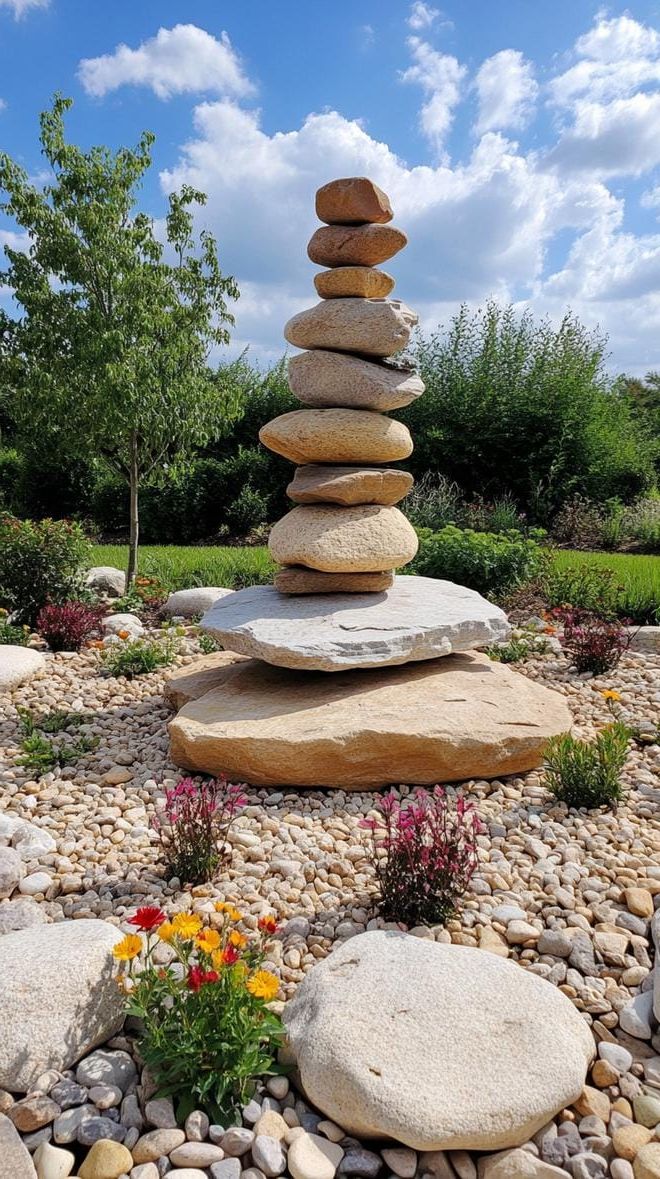 10. Circle rock feature with vertical stone stacks-1