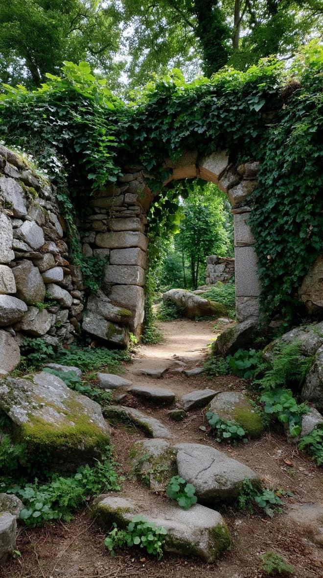1. Ancient stone archway cloaked in ivy vines-1