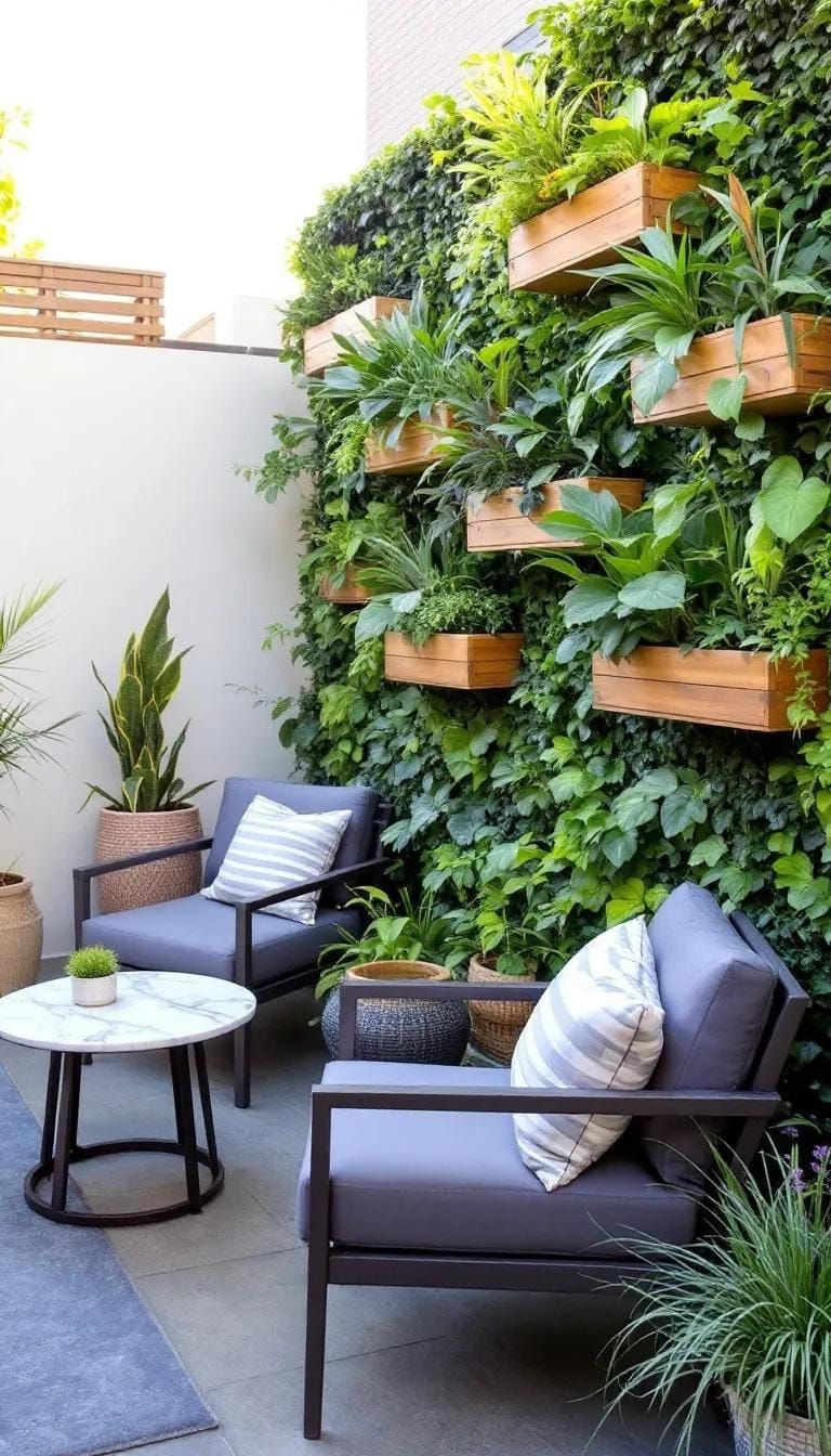 34. Green wall patio with built-in planter shelves-0