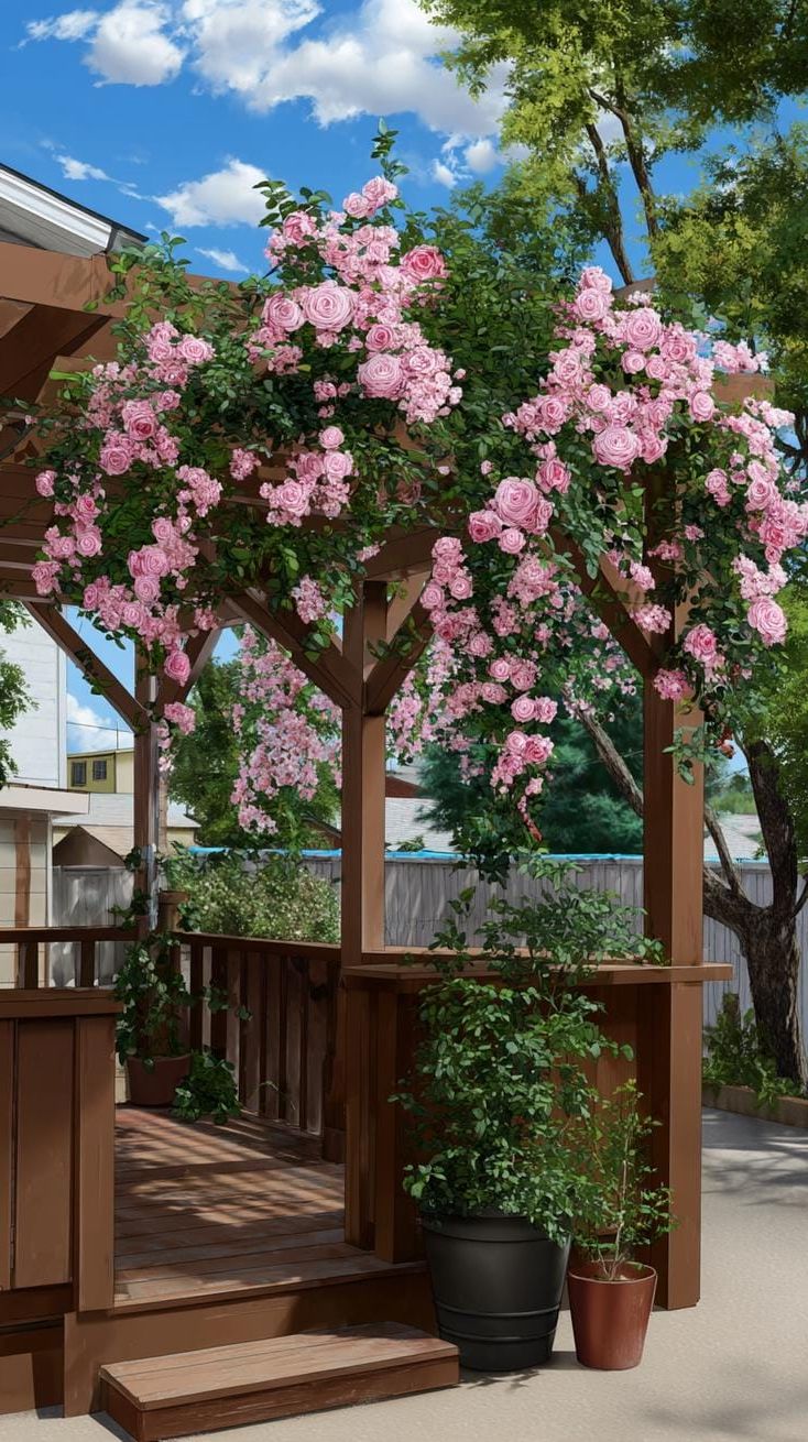 17. Rose-draped pergola opening to hidden garden-1
