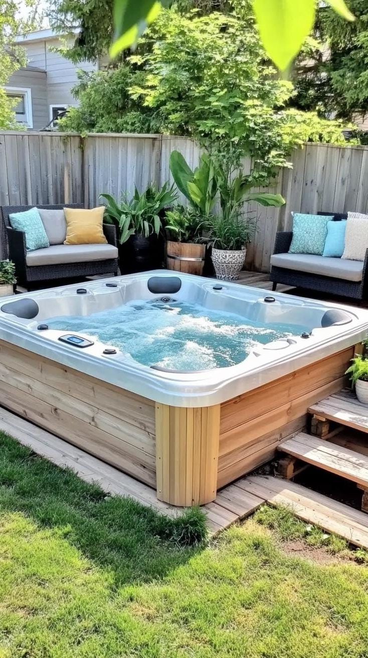 Escape to Paradise: Discover 31 Stunning Hot Tub Ideas for Your Backyard Oasis 43 13. DIY hot tub on a budget-friendly deck-2