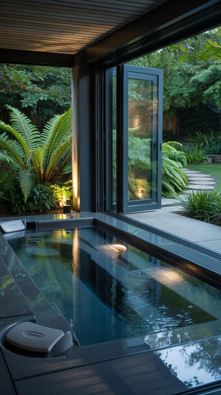 Escape to Paradise: Discover 31 Stunning Hot Tub Ideas for Your Backyard Oasis 28 9. Hot tub enclosure with retractable panels-2