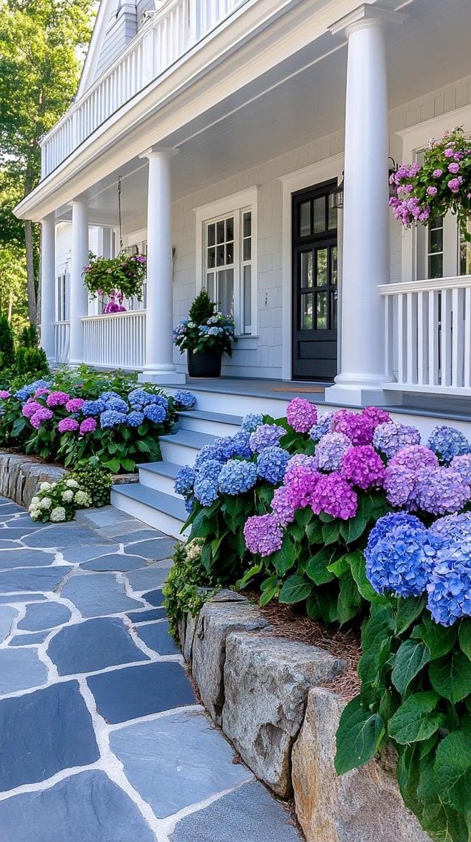 6. Hydrangea-lined walkway to farmhouse entrance-1
