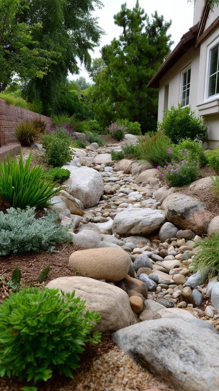 29. Dry creek bed with cascading plants and boulders-1