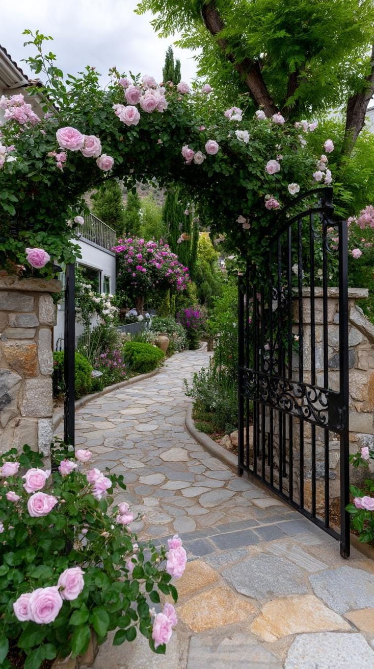 29 Charming Vintage Garden Decor Ideas: Embrace Rustic Beauty Outdoors 59 27. Ornate vintage archway wrapped in flowering vines-1