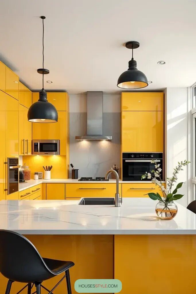 Revamp Your Kitchen with 59 Vibrant Yellow Cabinets Ideas 4 final img 80X5Gk5Ge2p73XwLuPD48