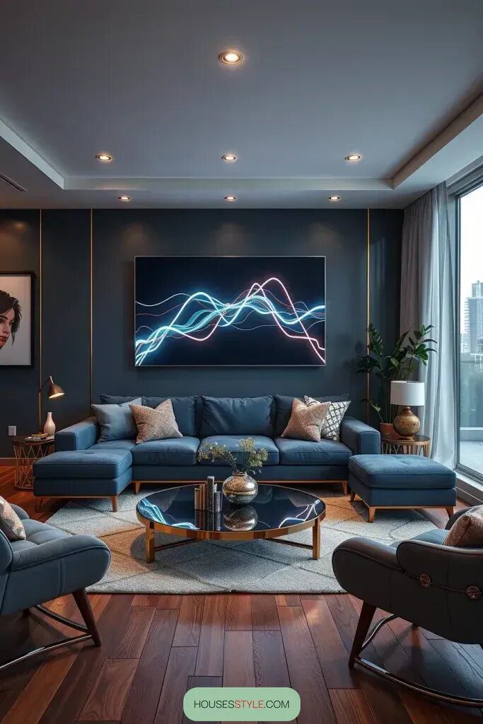 Living Room with 63 Stylish Above Sofa Wall Decor Ideas 49