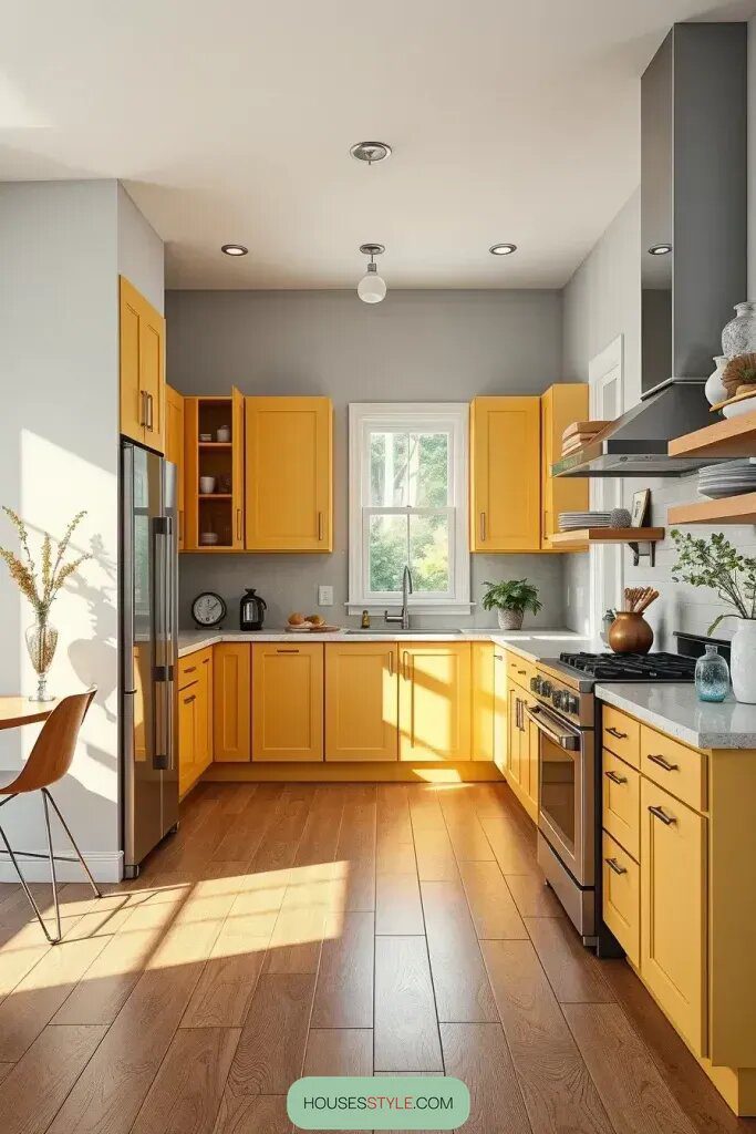 Revamp Your Kitchen with 59 Vibrant Yellow Cabinets Ideas 38 final img RDsCm 6JPUS4VP8IGnlAH