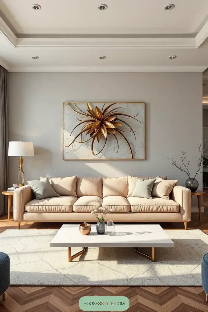 Living Room with 63 Stylish Above Sofa Wall Decor Ideas 2