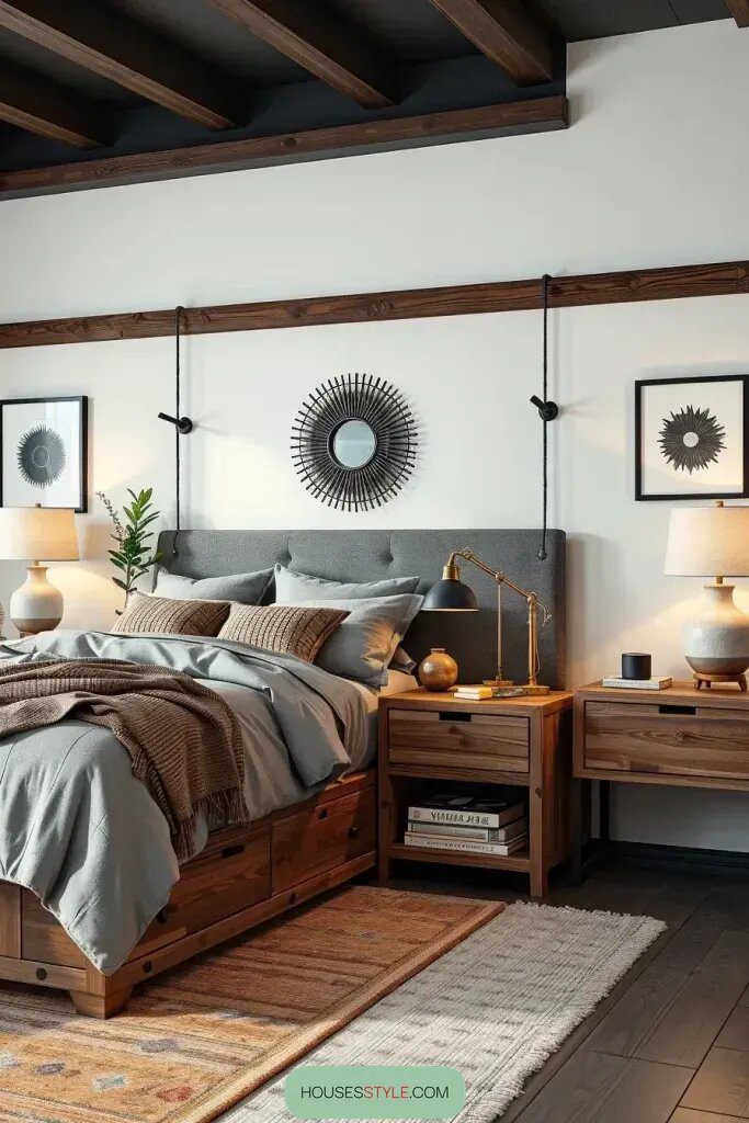 58 Modern Rustic Bedroom Ideas for Stylish Retreats 31