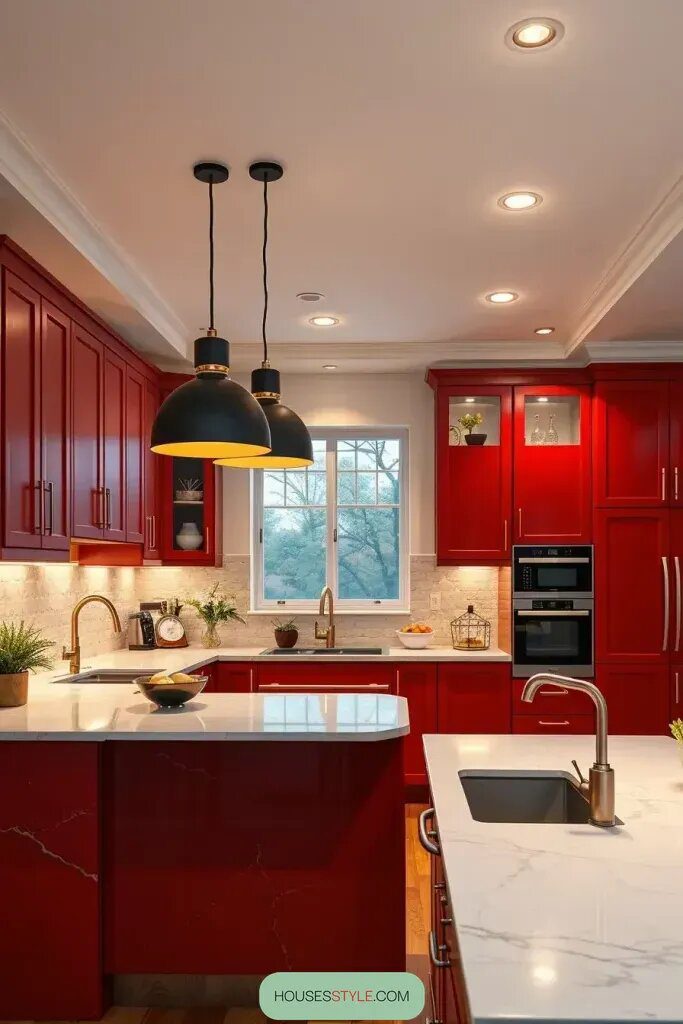 Revamp Your Kitchen with 61 Stunning Red Cabinet Ideas 60 final img veER4XphWKsREnVhIGKrw