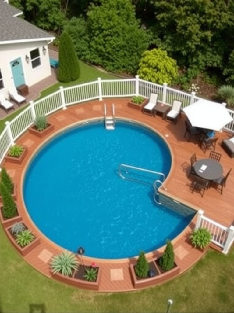 11 Wow-Worthy Above Ground Pool Deck Ideas 7 Circular Deck Design