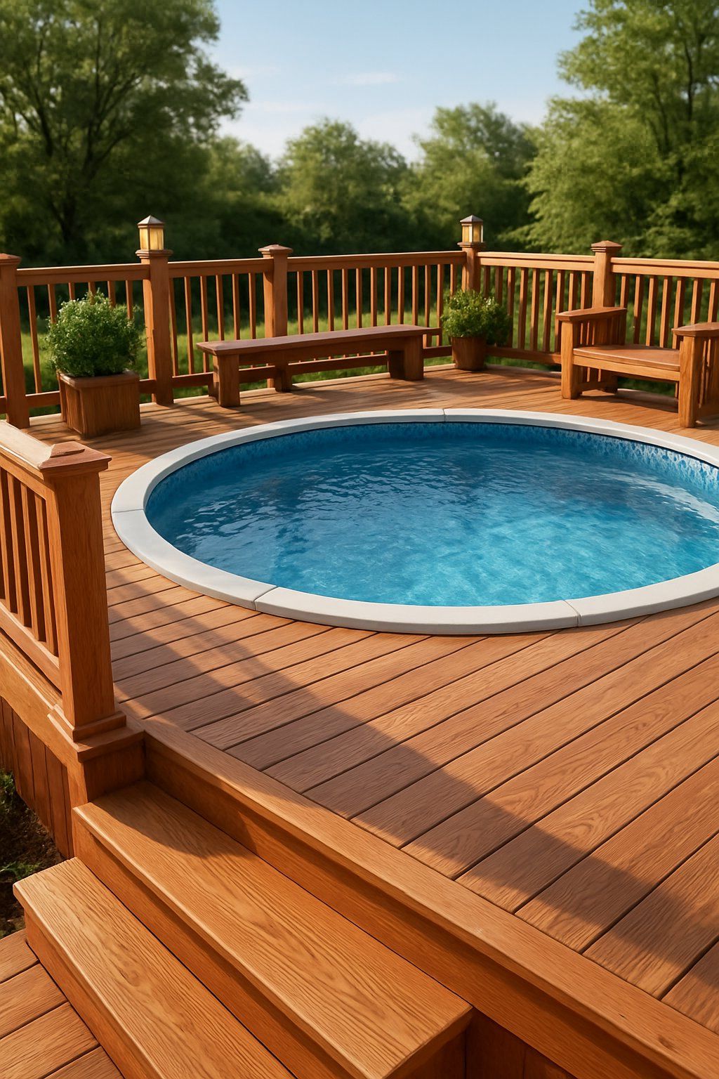 24 Inspiring Pool Deck Designs 20 pool deck for above ground pools ideas featuring the idea of Cedar Pool Deck Styles.