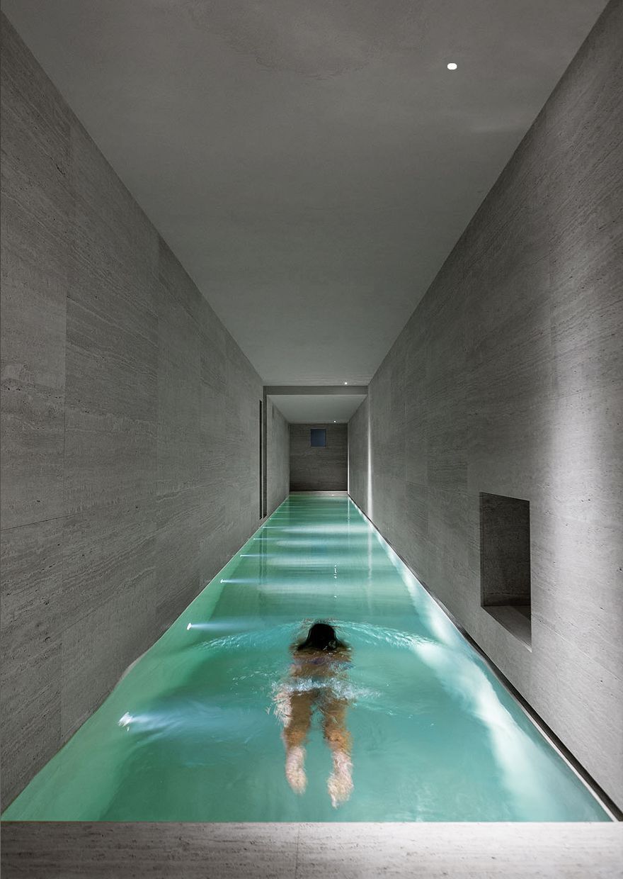 swimming pool in basement Futuristic Basement Pool Oasis