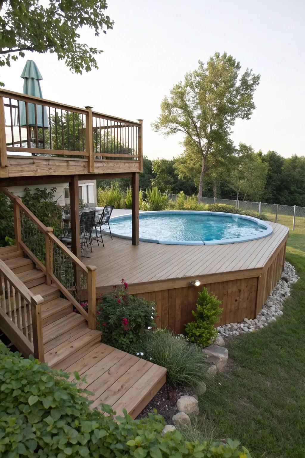 A partial platform offers a stylish, cost-effective way to enhance your pool area.