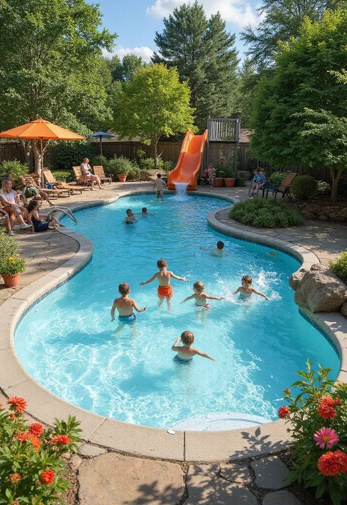 15 Stunning Natural Swimming Pool Designs 8 15 Stunning Natural Swimming Pool Designs That Will Make Your Backyard a Paradise! - 7. The Family Fun Zone