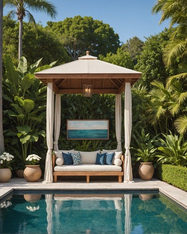 Revamp Your Poolside Paradise: 20 Cabana Ideas 21 Pool House with Built-in Daybed and Canopy