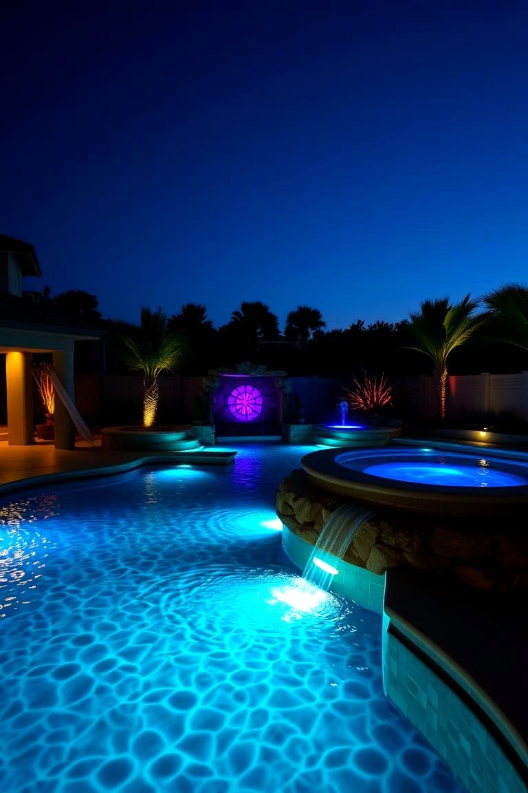 LED Lit Nighttime Oasis - 22 Plunge Pool Ideas