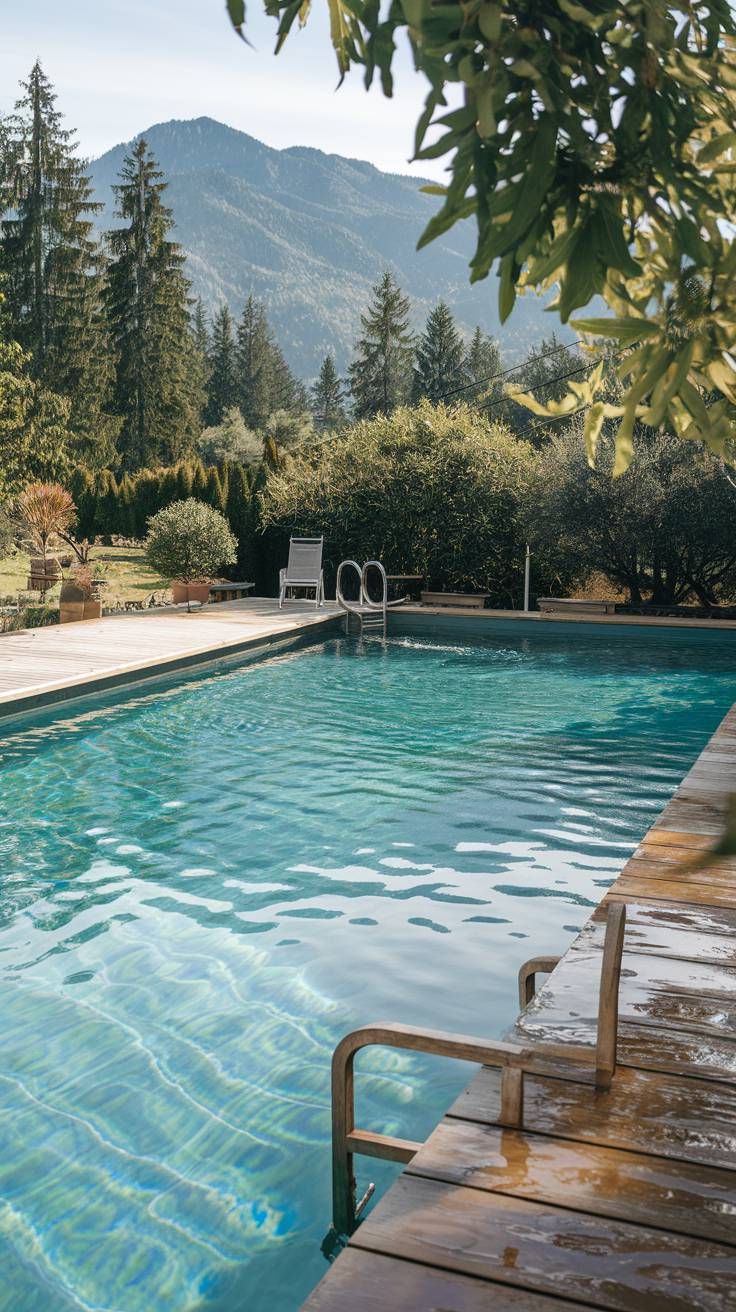 20 Pool Designs That Will Make a Splash in Your Outdoor Space 13 12. Crystal Clear Pool with Mountain View