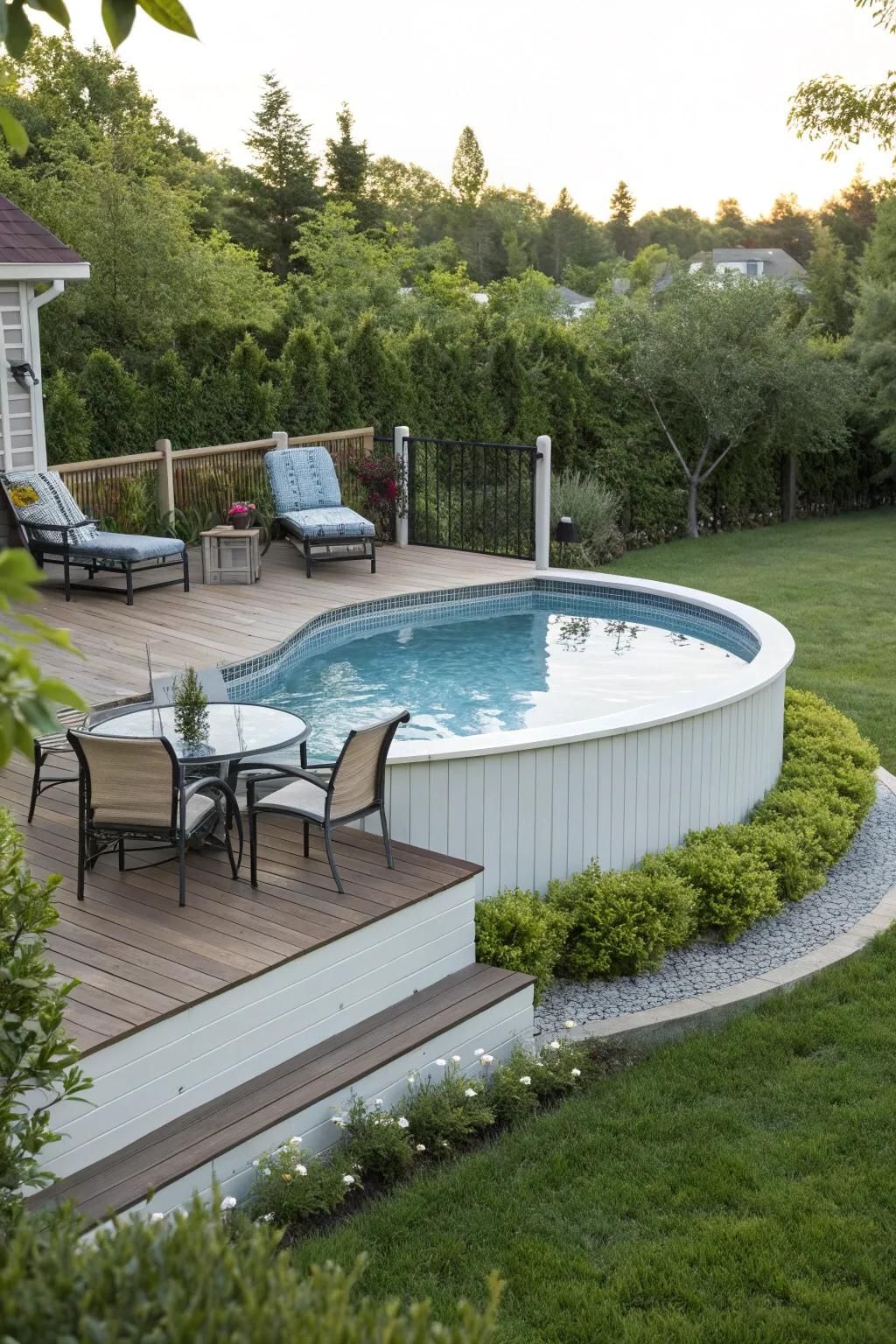 A partial platform adds elegance to your pool deck design.
