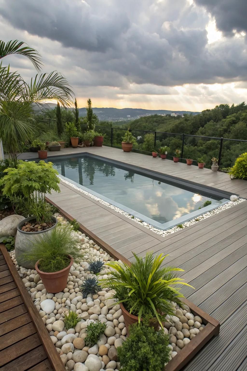 Strategic landscaping can transform your pool deck into a lush, inviting oasis.