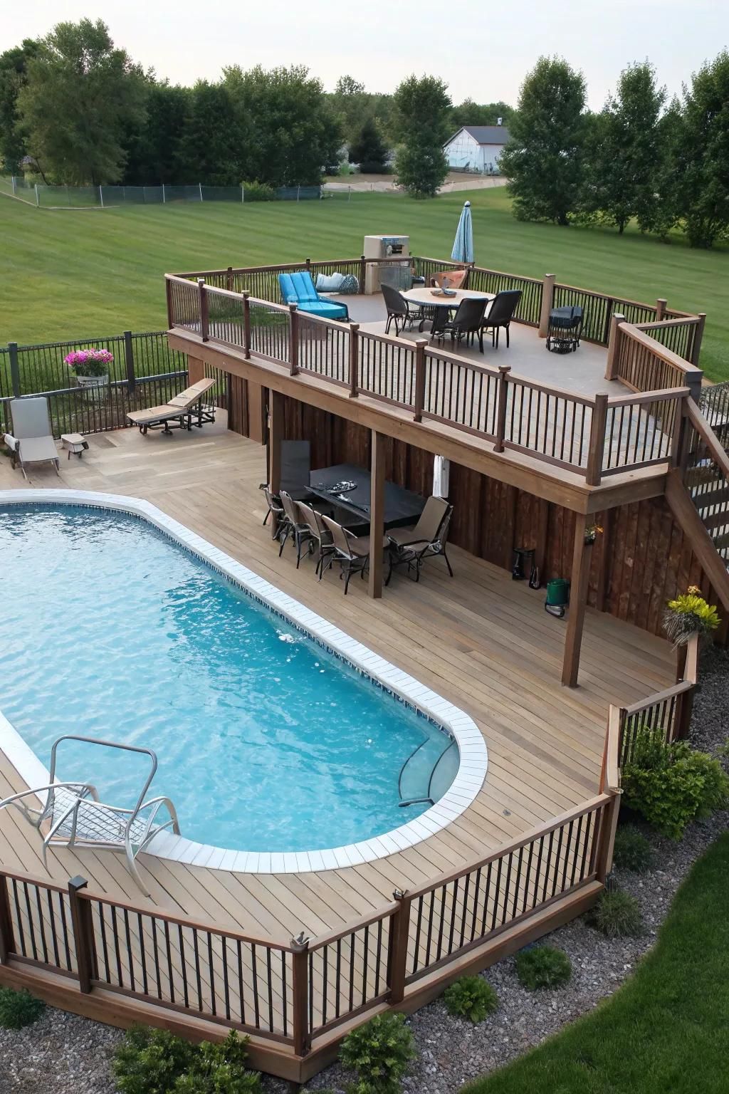 Multi-level designs add functionality and a touch of grandeur to your pool area.