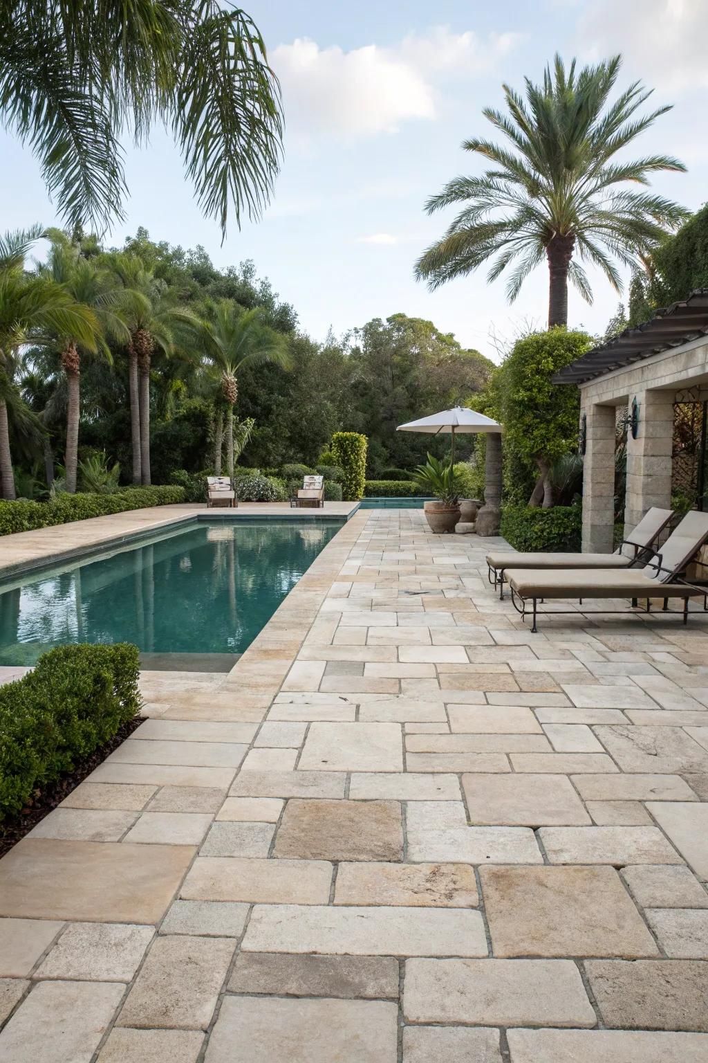 Stone pavers add elegance and durability to your pool area.