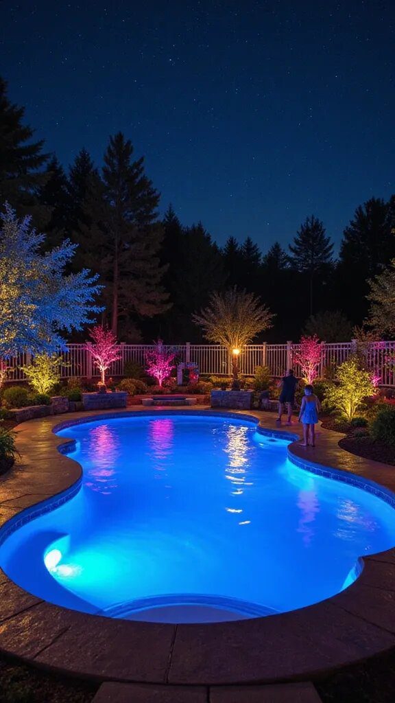 15 Stunning Semi Inground Pool Ideas That Will Transform Your Backyard into a Paradise! - 11. Colorful LED Lighting