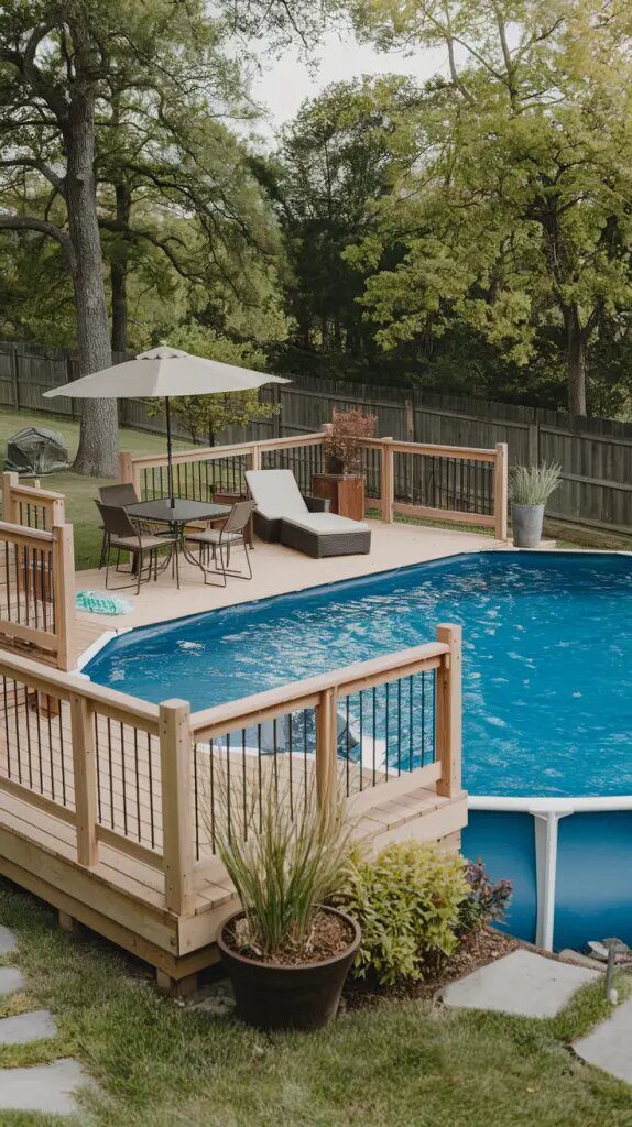28 Stylish Above Ground Pool Deck Ideas 33