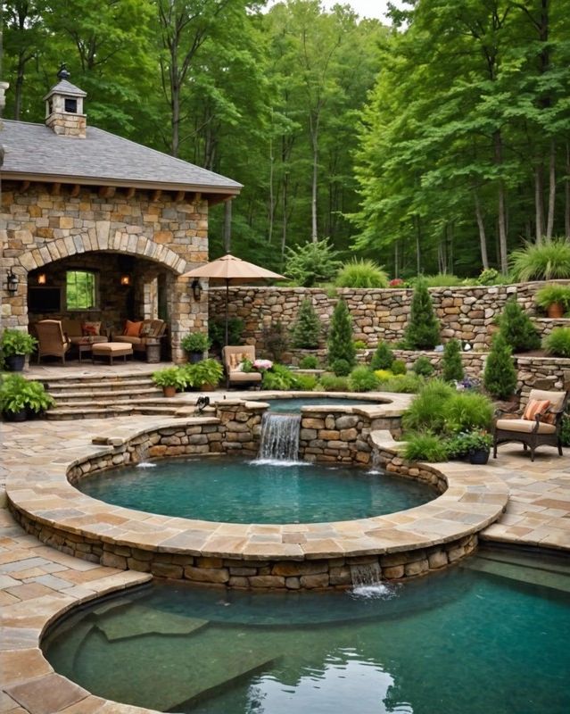 Revamp Your Poolside Paradise: 20 Cabana Ideas 5 Rustic Pool House with Natural Stone Walls