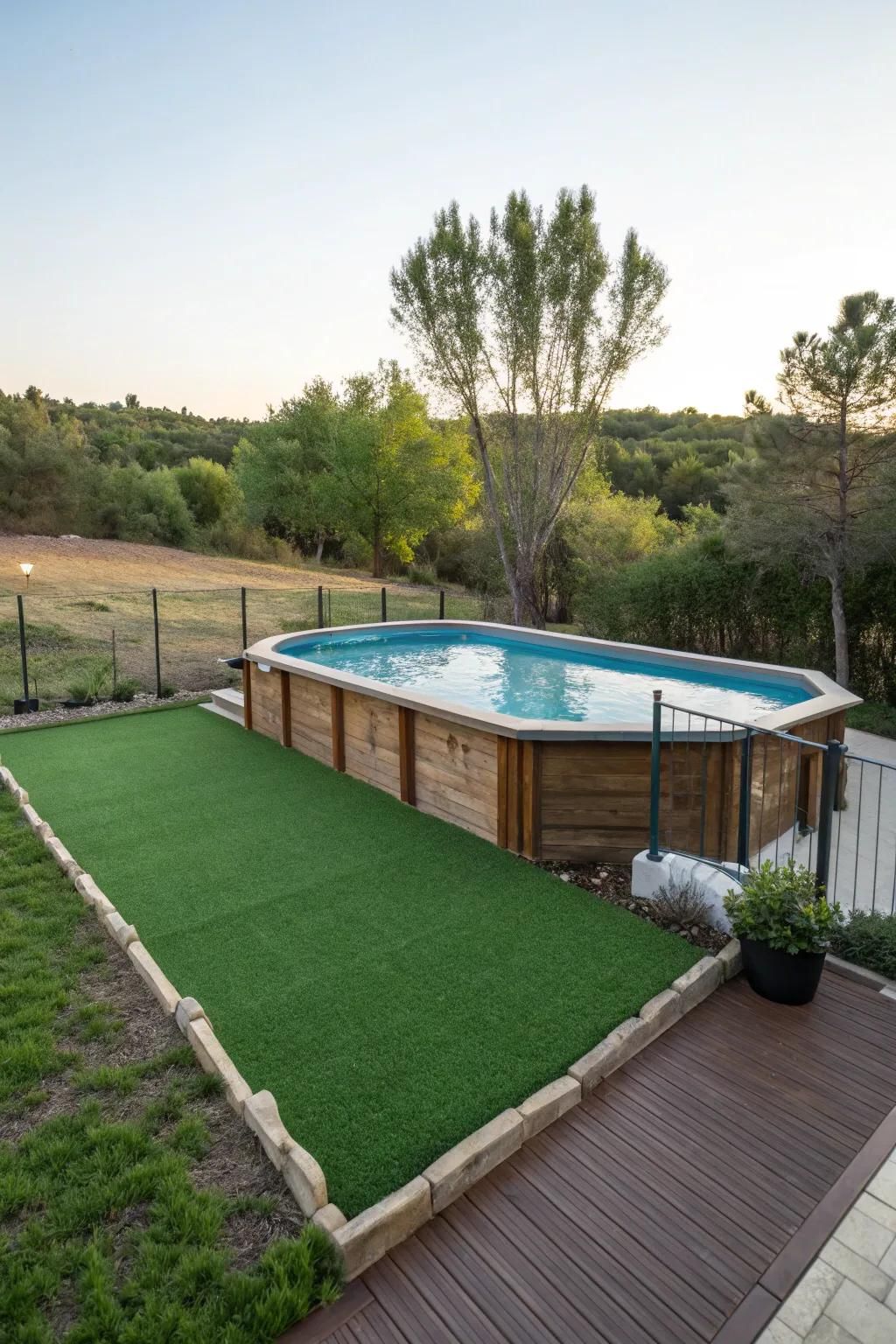 Artificial turf provides a lush, maintenance-free surface perfect for pool areas.