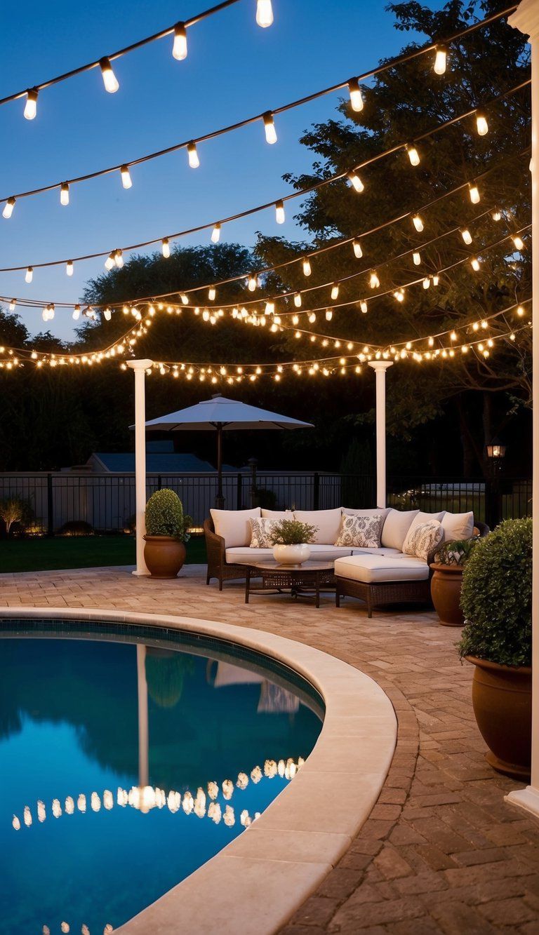 17 Creative Decorating Ideas 17 Patio lights illuminate 17 pool deck decor ideas