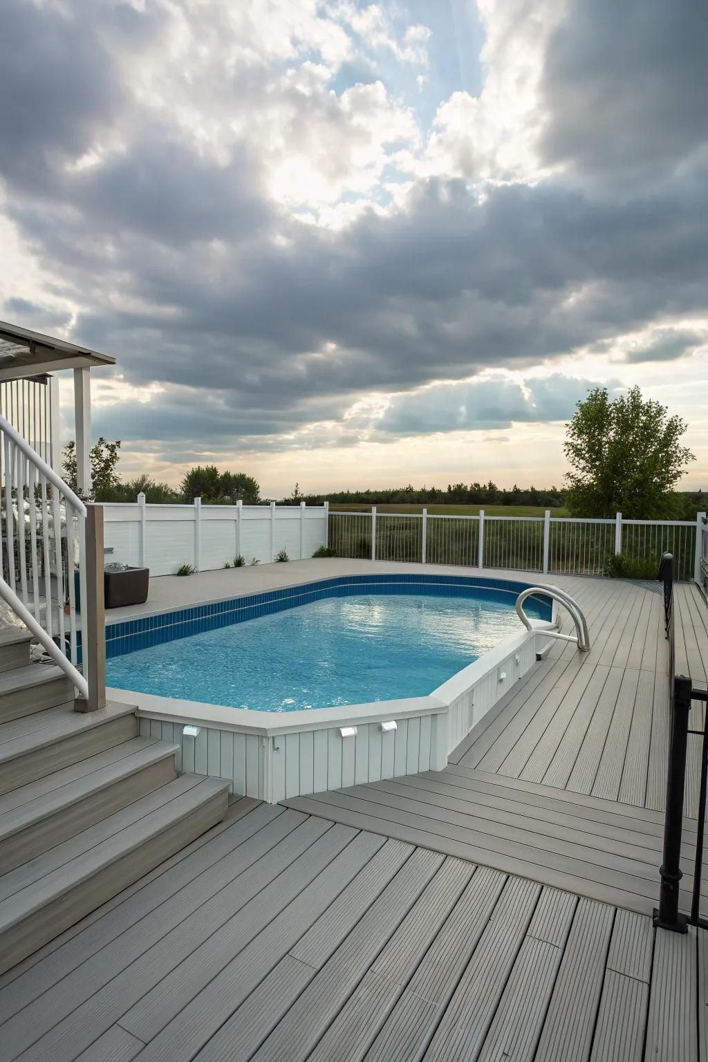 Composite decking offers a durable, low-maintenance option for your pool area.