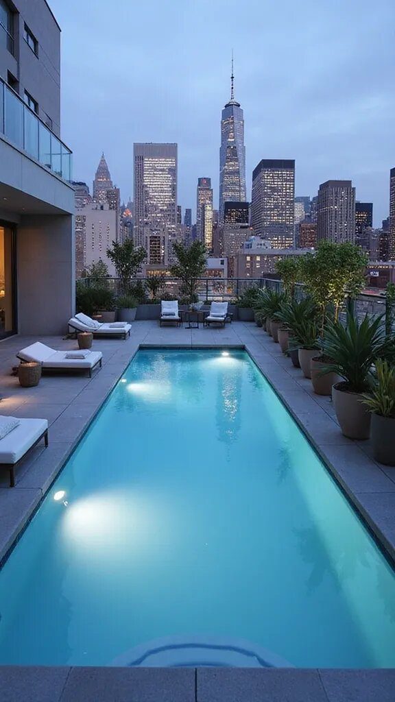 15 Stunning Semi Inground Pool Ideas That Will Transform Your Backyard into a Paradise! - 13. Urban Rooftop Oasis